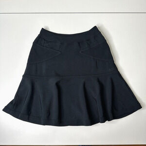 A.L.C. Jet Black A-Line Elastic Waist Knit Bandage Stretch Ruffle Flare Mini S